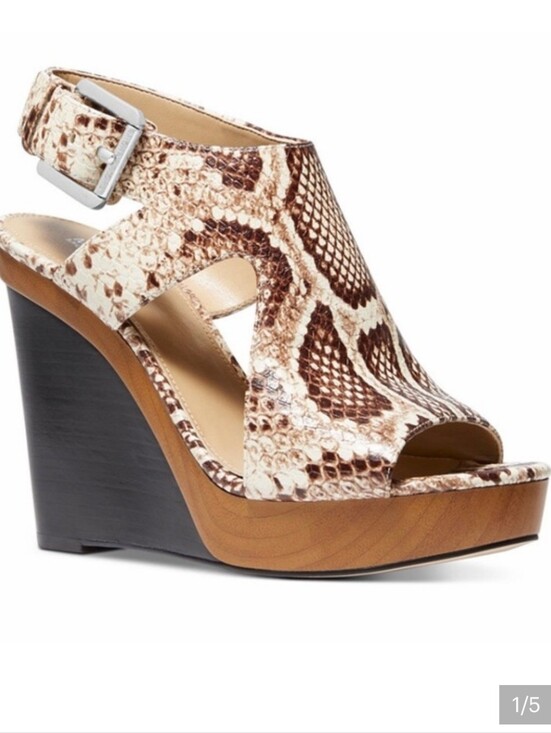 MICHAEL Michael Kors Shoes - MICHAEL Michael Kors Josephine Snake-Print Wedge Embossed Leather Sandals